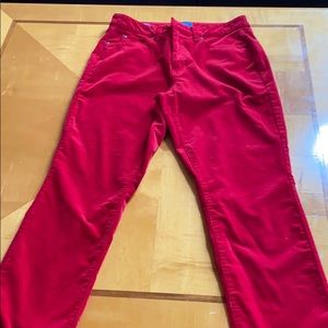 Red curvy fit corduroys